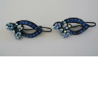 Hair Pair Clip Blue Sapphire Crystals Hair Accessories Sparkling Crystals Hair Clip