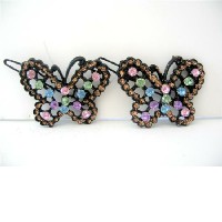Butterfly Hair Barrett Multi Colored Rhinestones Beautiful Pair Hair Barrette Hair Clip