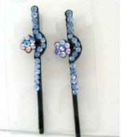 Sexy Aquamarine Beautiful Hair Pin Crystals & Stem Pattern Pair Hair Pin/Clip Crystals Hair Accessories Pair 