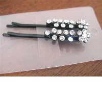 Hair Pair Pin Flower & Stem Pattern Pair Hair Pin/Clip Crystals Hair Accessories Pair 