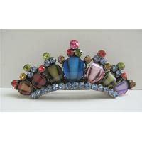 Multicolored Crystals Crown Hair Barrette 
