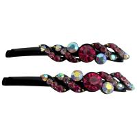 Fuschia Rose Crystals Fancy Hair Pin w/ Fuschia Rose Clear Crystals  
