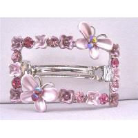Rectangular Hair BarretteFlower Butterfly Hair Barretted Fully Sparkling w/ Fuschia Rose Crystals Embedded 