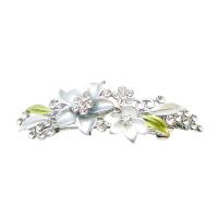 Adorable White & Grey Pastel Enamel With Sparkling Crystals Bridemaids Hair Clip
