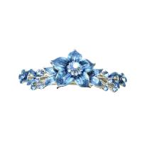 Elegant Hair Barrette Blue Indigo Enamel Flower Hair Clip Barret