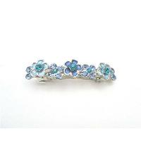Filigree Blue Barrette Aquamarine Crystals Light & Dark Barrette