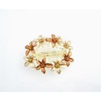 Gold Barrette Champagne & Copper Enamel Flower Wedding Hair Clip