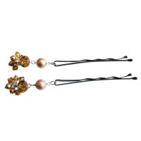 Powder Almond Pearls & Swarovski Crystals Bobby Pin Bridal Hair Pin