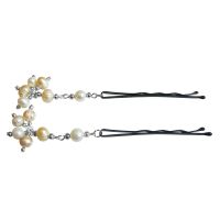 Handmade Customize Your Choice Bridal Hair Pin Orange White Freshwater Pearls Bobby Hair Pin