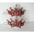 Seduction Red Crown Hair Clip Pair Of Crown Clip Sparkling Crystals