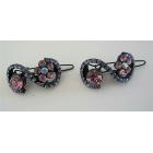 Pink And voilet Flower Hair Pair Barrette Sparkling Crystal Hair Clip