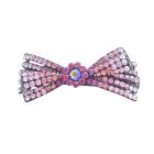 Pink Bow Hair Barrette Clip Fuchsia Rose Lite Rose & Clear Rhinestones