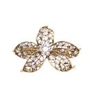 Antique Gold Flower Vintage Hair Barrette w/ Cubic Zircon Hair Clip