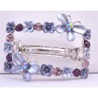 Purple Crystals Flower Butterfly Rectangular Amethyst Hair Barrette