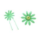 Girls Birthday Gift Green Hair Pin w/ Emerald Crystals Metal Hair Pin