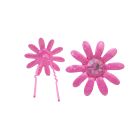 Fuchsia Flower Hair Pin w/ Matching Crystals Jewelry Gift