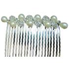 Bridesmaid Hair Accessories Freshwater Pearls with Clear Rhinestones