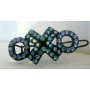 COUNTRY BLUE & GREEN CRYSTAL BARRETTE Party Wear Accessories Genuine Austrian Crystals Clip