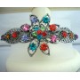 Bridal Jewelry Oxidized w/ Multi Crystals Bridemaid Party Wear Bridal Barrette Austrian Crystals Hair Clip