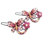 Stylish Cute Butterfly Hair Clip In Fuchsia Rose & Clear Crystals