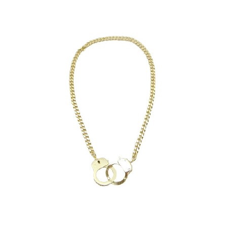 Gold Handcuff Pendant Necklace Sexy Thick Gold Chain Openable HandCuff