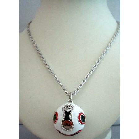 World Cup Soccer Pendant Hip Hop Men Necklace 26 Inches