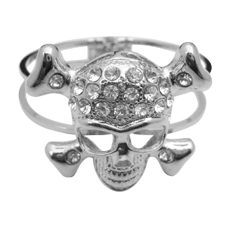 Skull Cuff Bracelet Simulated Diamond Skull Forehead Hip Hop Bracelet