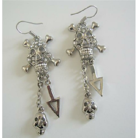 Skeleton Earrings Chandelier Cubic Zircon Skeleton Earrings Pierced CZ