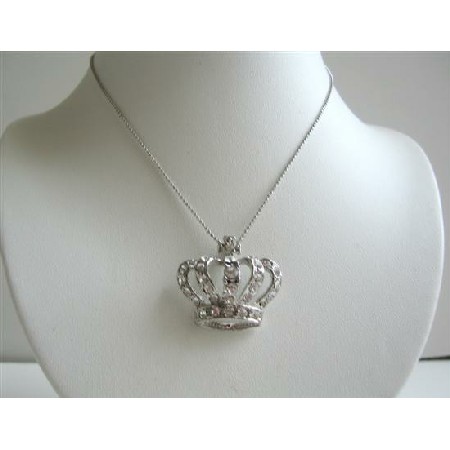 Silver Crown Hip Hop Pendant Embedded w/ Cubic Zircon Crown BLING!