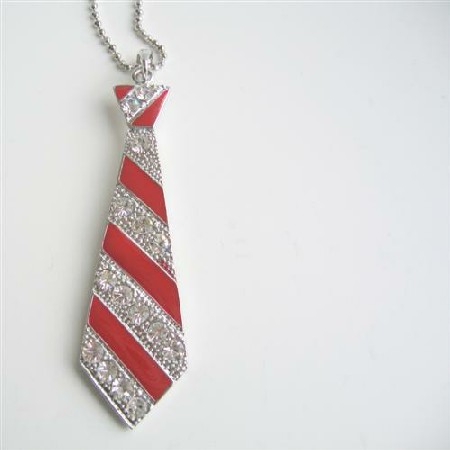 Red Tie Pendant Hip Hop Jewelry Red Cubic Zircon Designed Pendant