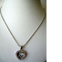 Silver CZ Heart Pendant Shimmering Necklace 18 inches