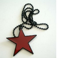 Star Hip Hop Pendant Necklace w/ Black Chain Necklace 24 Inches