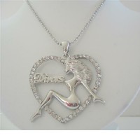 Hip Hop Divas Heart Cubic Zircon Pendant Hip Hop Shimmering  w/ CZ 24 inches Chain