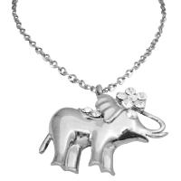 Vintage Elephant Pendant Hip Hop Shimmering Elephant Pendant w/ CZ 24 inches Chain