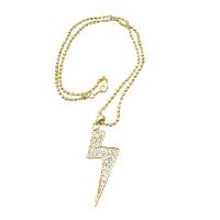 Gold Lightning Pendant With Cubic Zircon Fully Embedded Shimmering Choker 