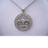 Bling Bling Spinning HipHop Silver Crown Spinning Pendant Cubic Zircon 28 inches Chain