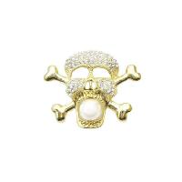 Gold Skull Head Brooch/Pendant Fully Embedded Cubic Zircon Shimmering Sparkling Bling Bling Skull Pendant/Brooch