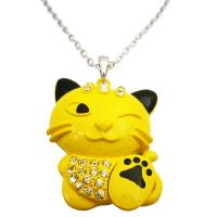 Yellow Enamel Painted Cute Cat Pendant Never Before A Very Mischievous Naughty Yellow Cat Pendant Embedded With Diamante