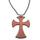 Hip Hop Cross Pendant Red Enamel w/ Black Chain Necklace 24 Inches