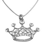 Sliver Crown Fully Embedded with Bling Bling Diamante cubic Zircon Pendant Necklace 26 Inches Long Necklace