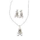 Skull Jewelry Set Pendant Necklace with Pair of Surgical Post Earrings New!! Halloween Skull Jelwelry Necklace Set