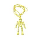 Halloween Yellow Skeleton Body Pendant Necklace Pendant Fully Embedded with Simulated Diamond Halloween Diamante Jewelry
