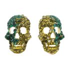 Sparkling Skull Earrings Peridot & Blue Zircon Crystals Skull Jewelry