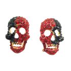 Blood Head Skull Earrings Fully Encrusted w/ Siam Red & Jet Crystals