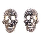 Skull Head w/ Black Diamond Crystals Earrings