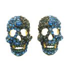 Scary Skull Earrings Sapphire Blue Crystals Earrings
