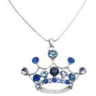 Artisticaly Designed Crown Pendant Necklace Lite & Dark Blue Crown Necklace