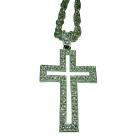 HipHop Cross w/ Clear Rhinestones Pendant Necklace