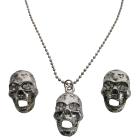 Skull Pendant Necklace Earrings Set Halloween Jewelry Affordable Gift