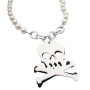 Halloween Gift White Pearls Long Necklace Skull Head Pendant 30 Inches